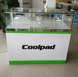 mobile phone store glass display counter